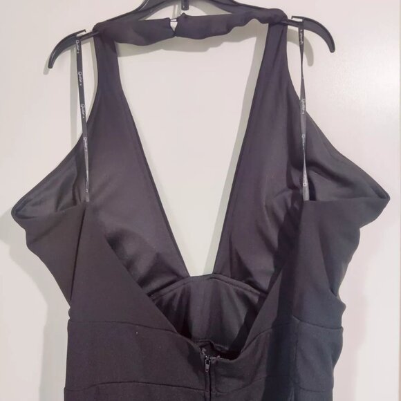 SOLD Black Party Prom Dress High Slit, Halter Strap, Plunging Open Back Size 18W - Picture 9 of 9